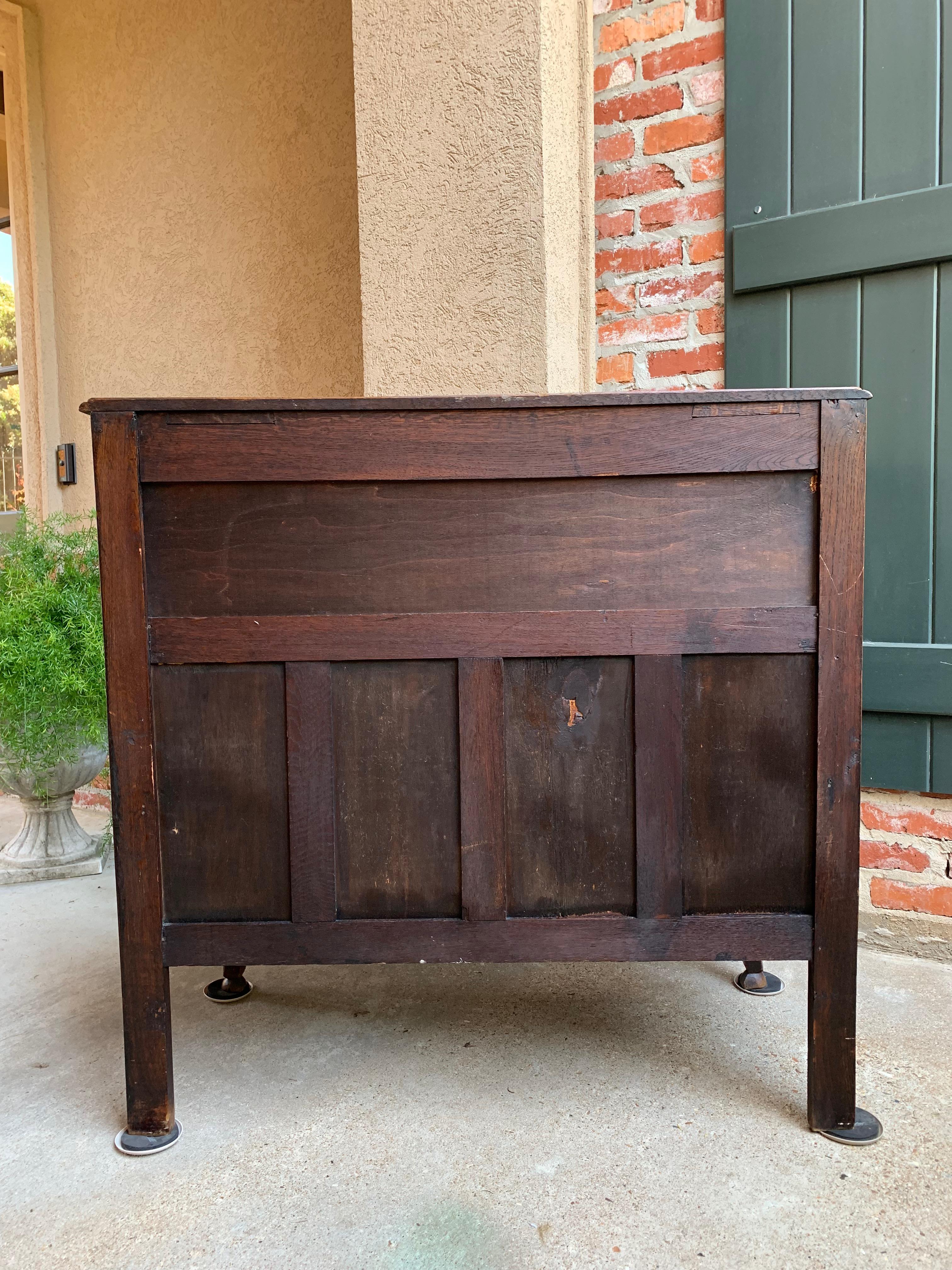 French Carved Oak Secretary Desk Bureau Drop Front Table Louis XV Style, 1920s 6