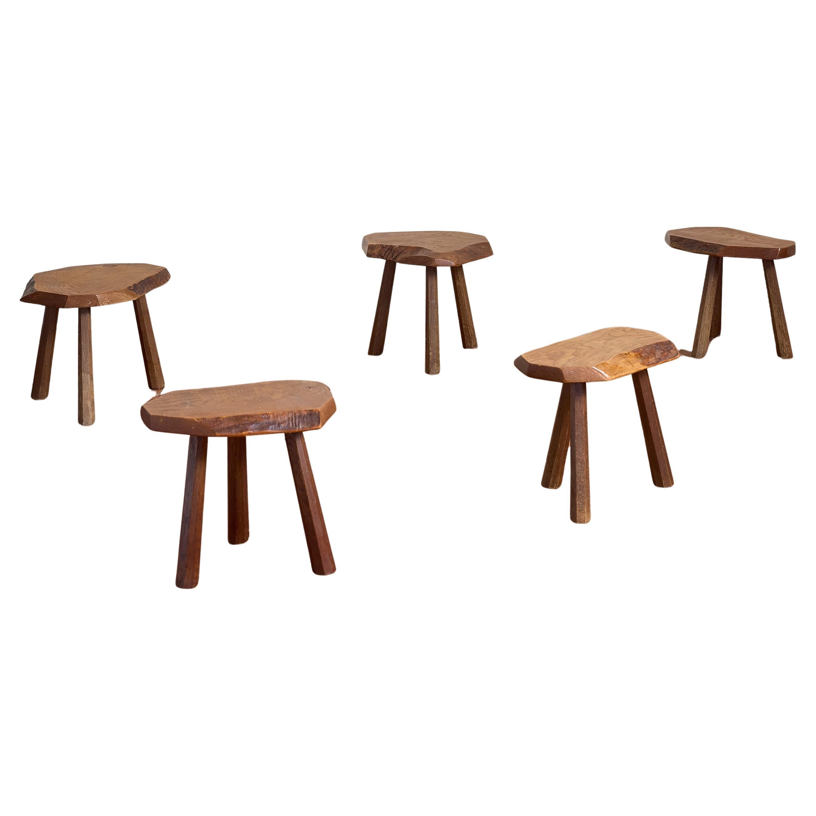 French Carved Oak Stool For Sale