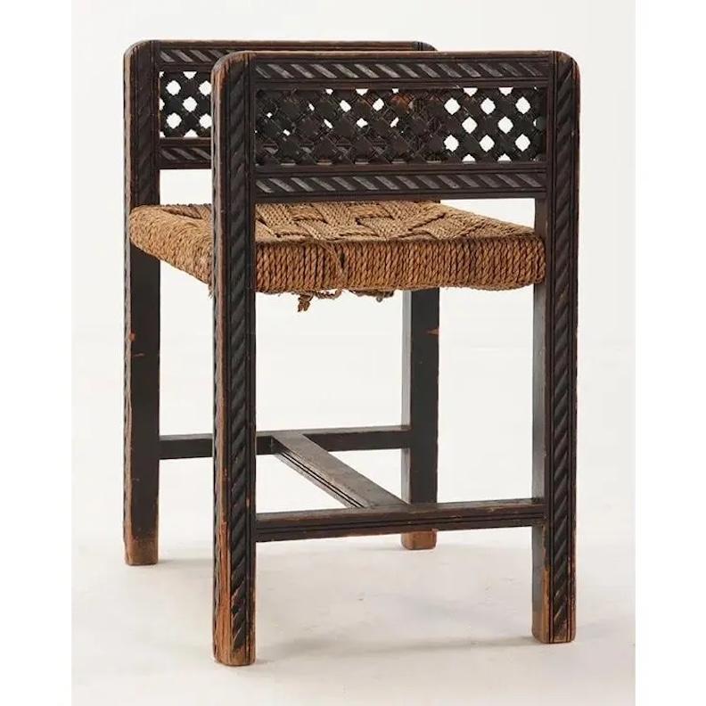 Französisch geschnitzt Eiche Hocker mit Cord Sitz CIRCA 1947 (Sonstiges) im Angebot