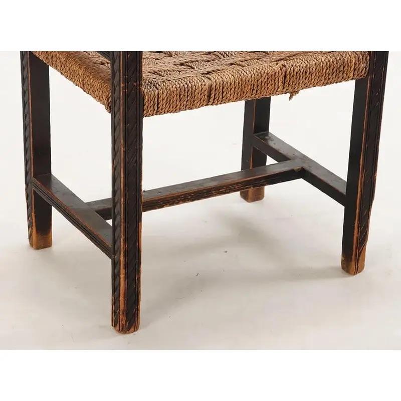 Französisch geschnitzt Eiche Hocker mit Cord Sitz CIRCA 1947 (Mitte des 20. Jahrhunderts) im Angebot