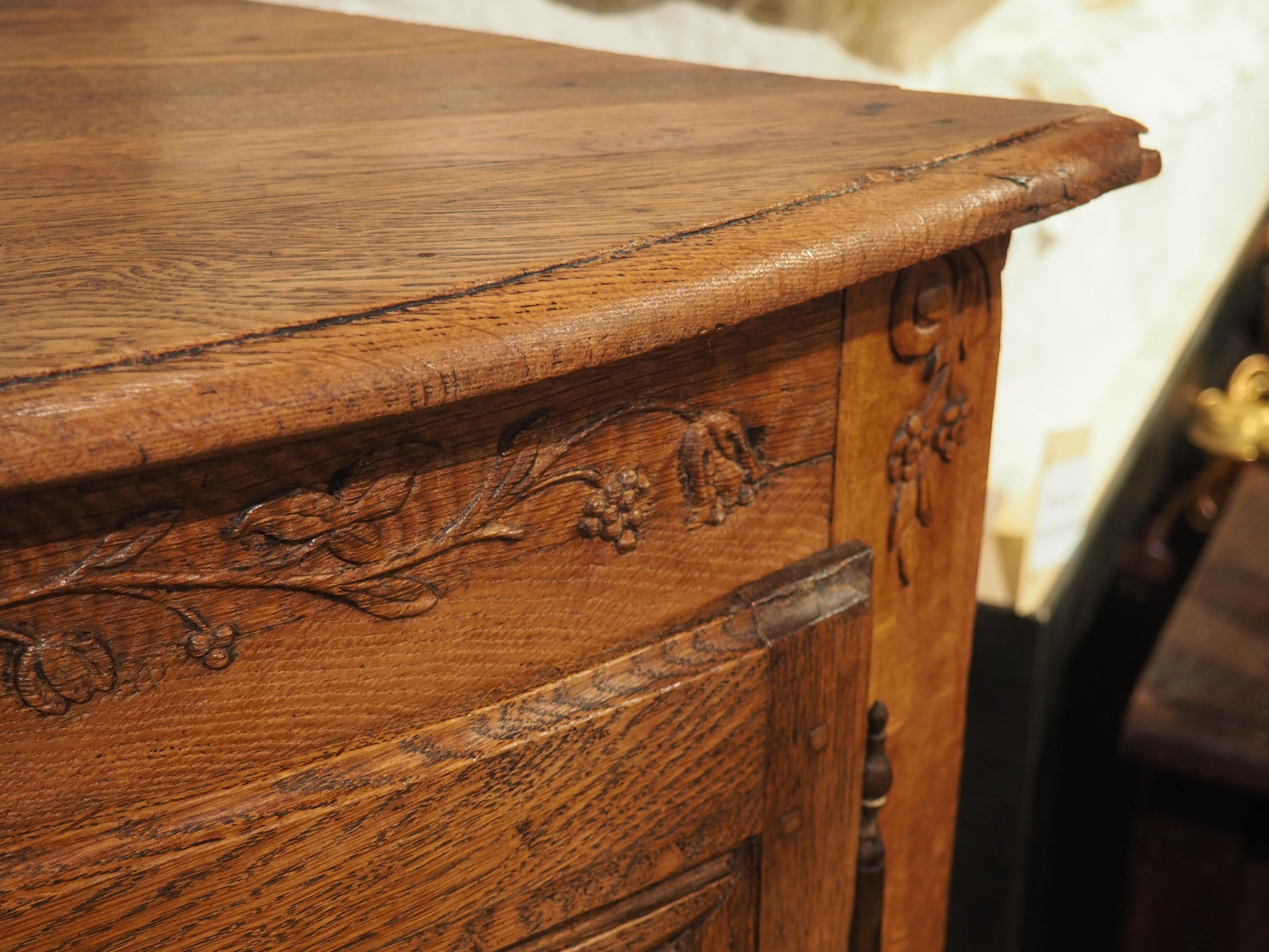 Late 18th Century French Carved Oak Transitional Style Corner Cabinet, Circa 1780 For Sale