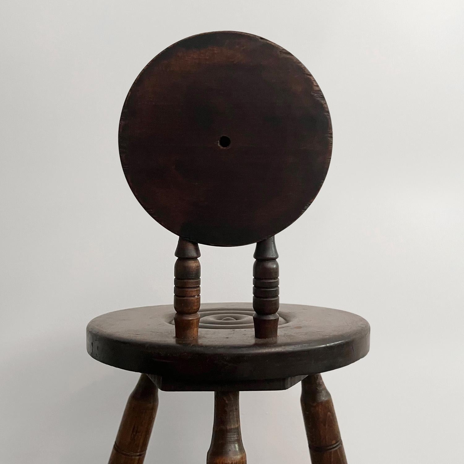 French Carved Oak Tripod Stool in the style of Charles Dudouyt For Sale 8