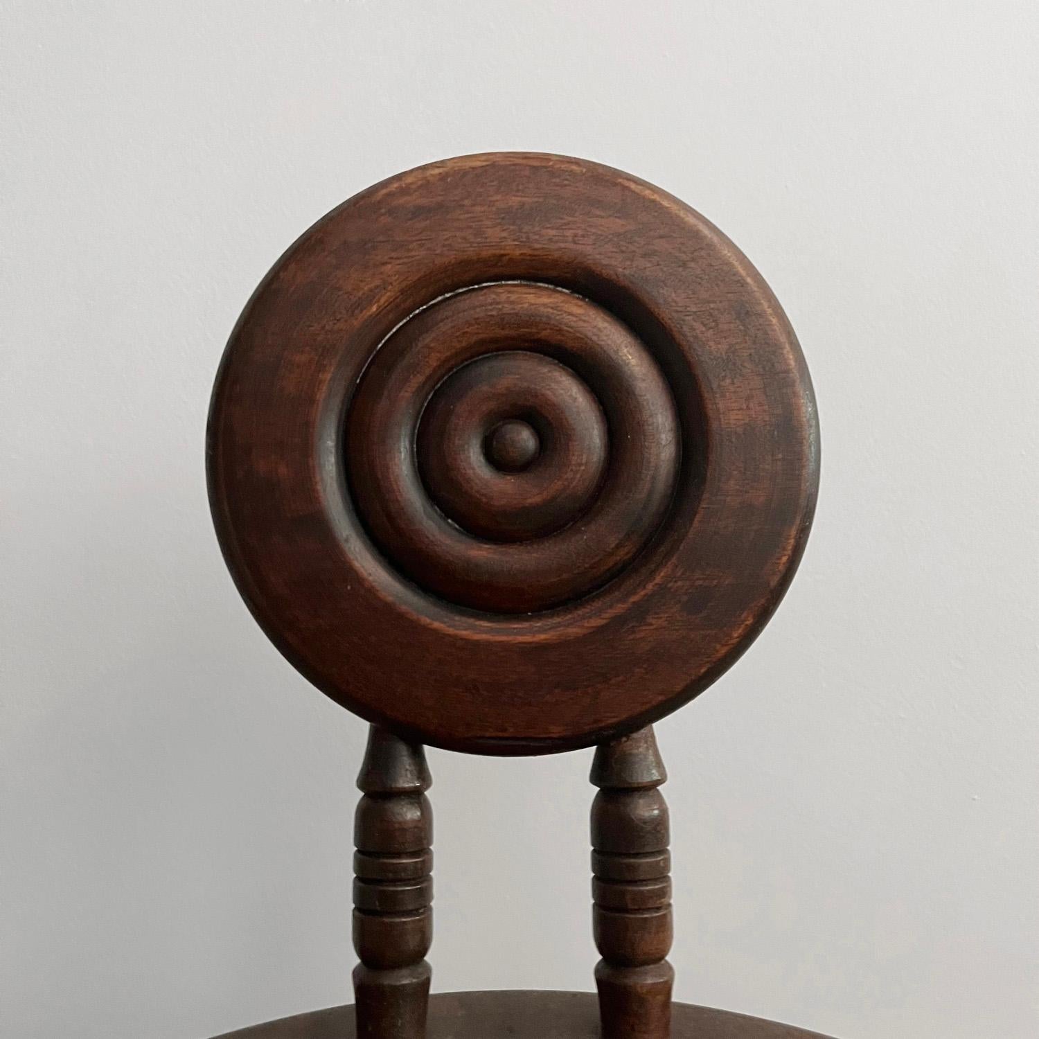 French Carved Oak Tripod Stool in the style of Charles Dudouyt For Sale 9