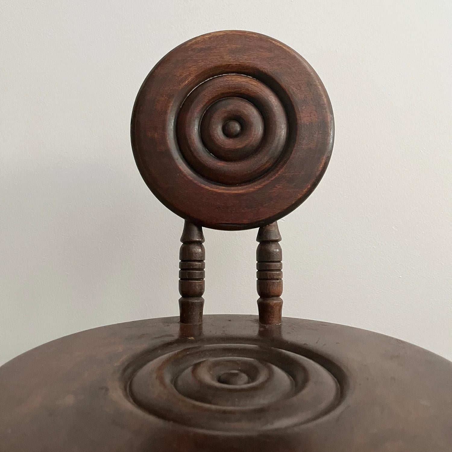 French Carved Oak Tripod Stool in the style of Charles Dudouyt For Sale 2