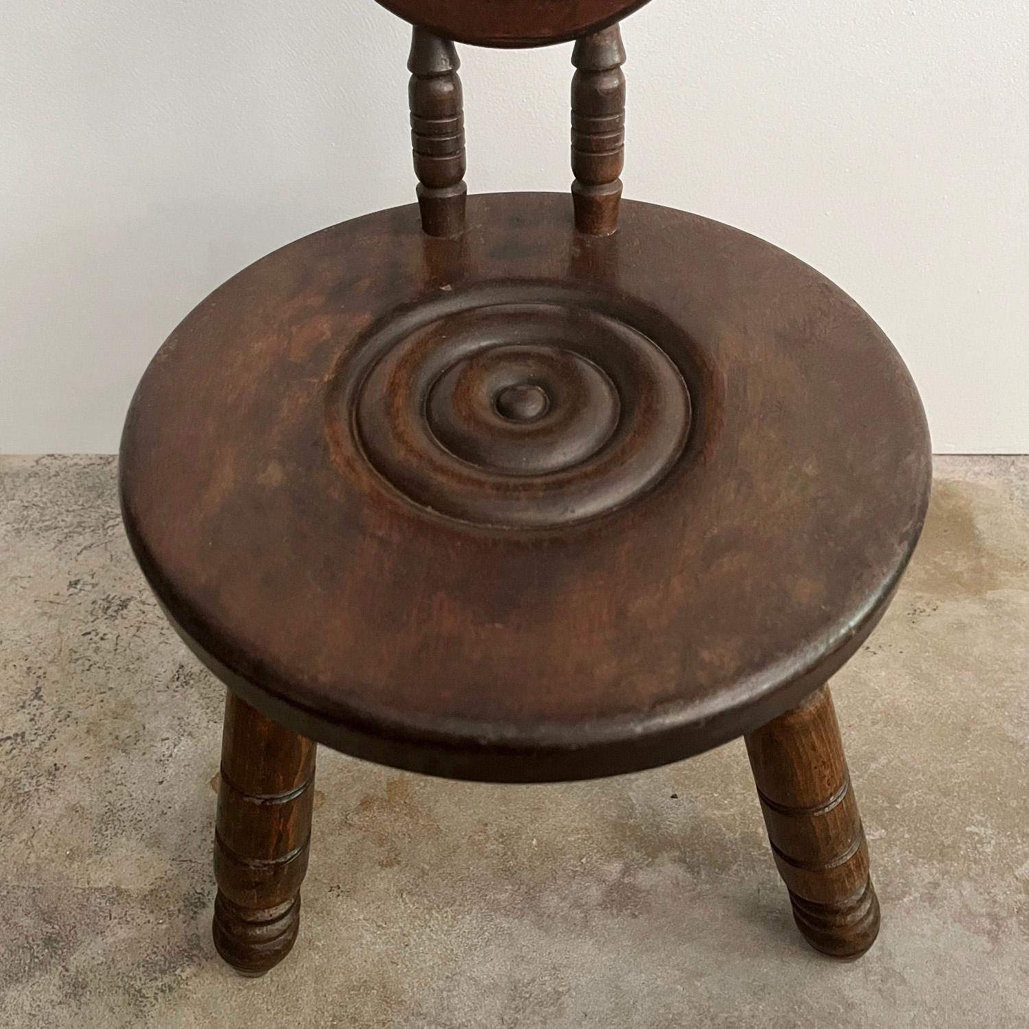 French Carved Oak Tripod Stool in the style of Charles Dudouyt For Sale 3