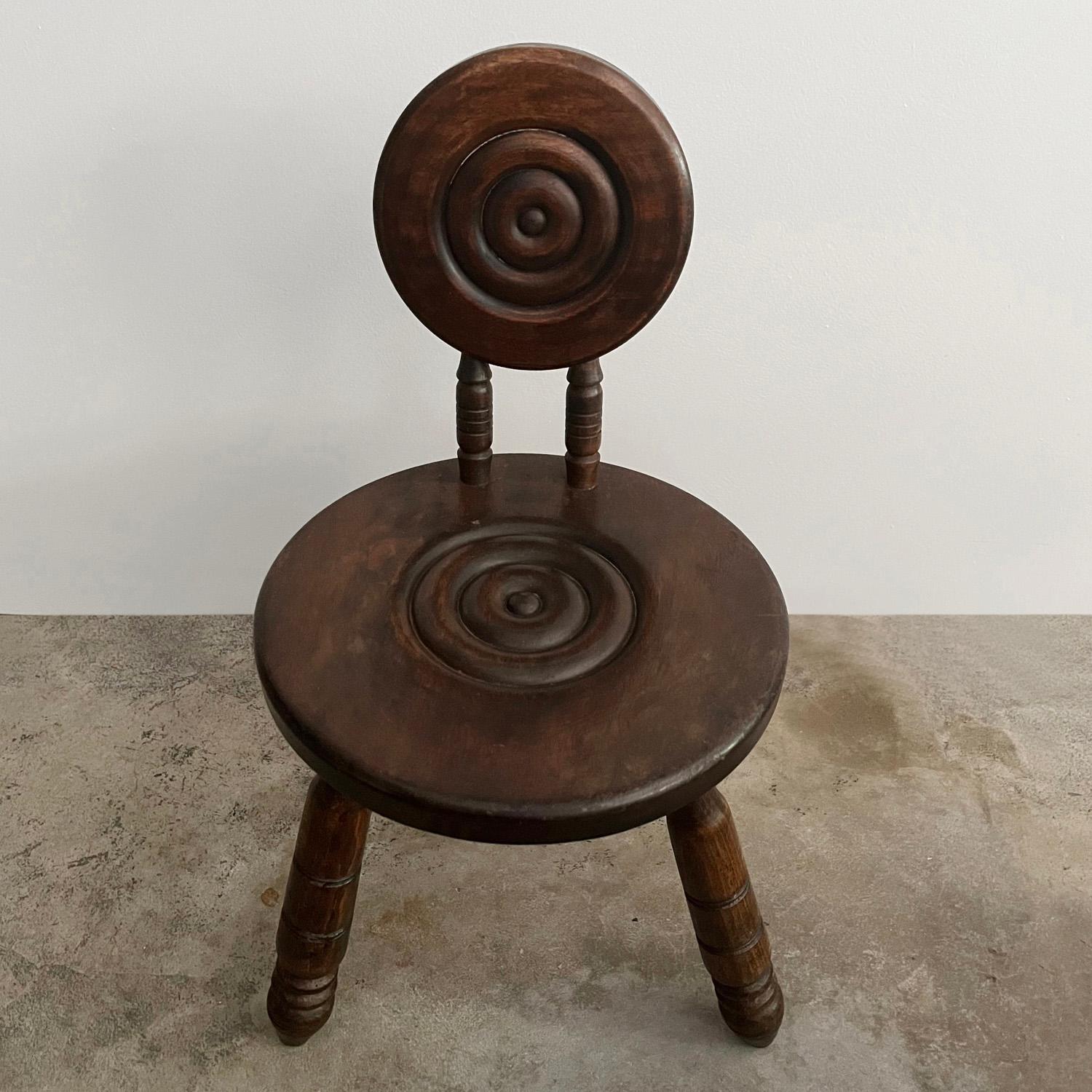 French Carved Oak Tripod Stool in the style of Charles Dudouyt For Sale 5