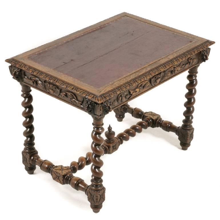 Renaissance Revival French Carved Oak Writing Table
