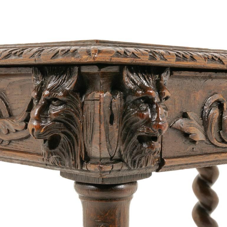 Hand-Carved French Carved Oak Writing Table
