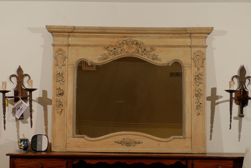 French Carved Overdoor with Mirror Louis XV 3