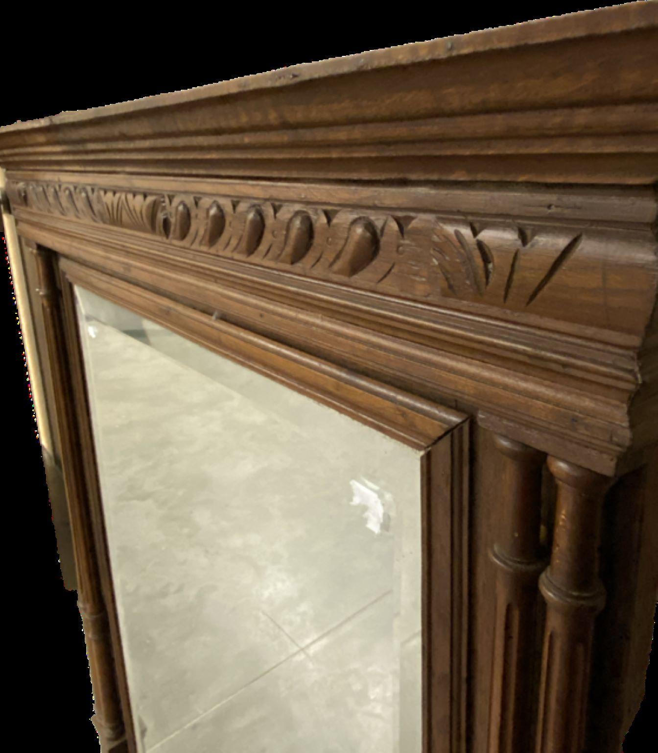 Neoclassical French Carved Overmantel Mirror For Sale