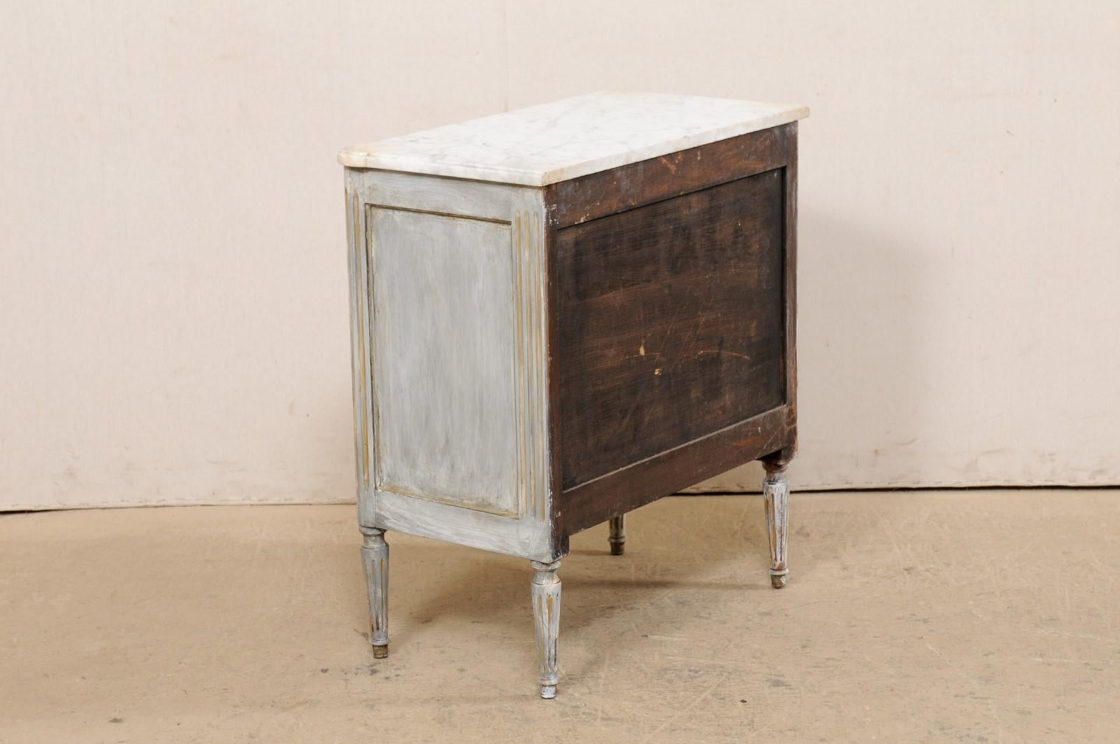 French Carved & Painted Chest with Marble Top, Early 20th C For Sale 7