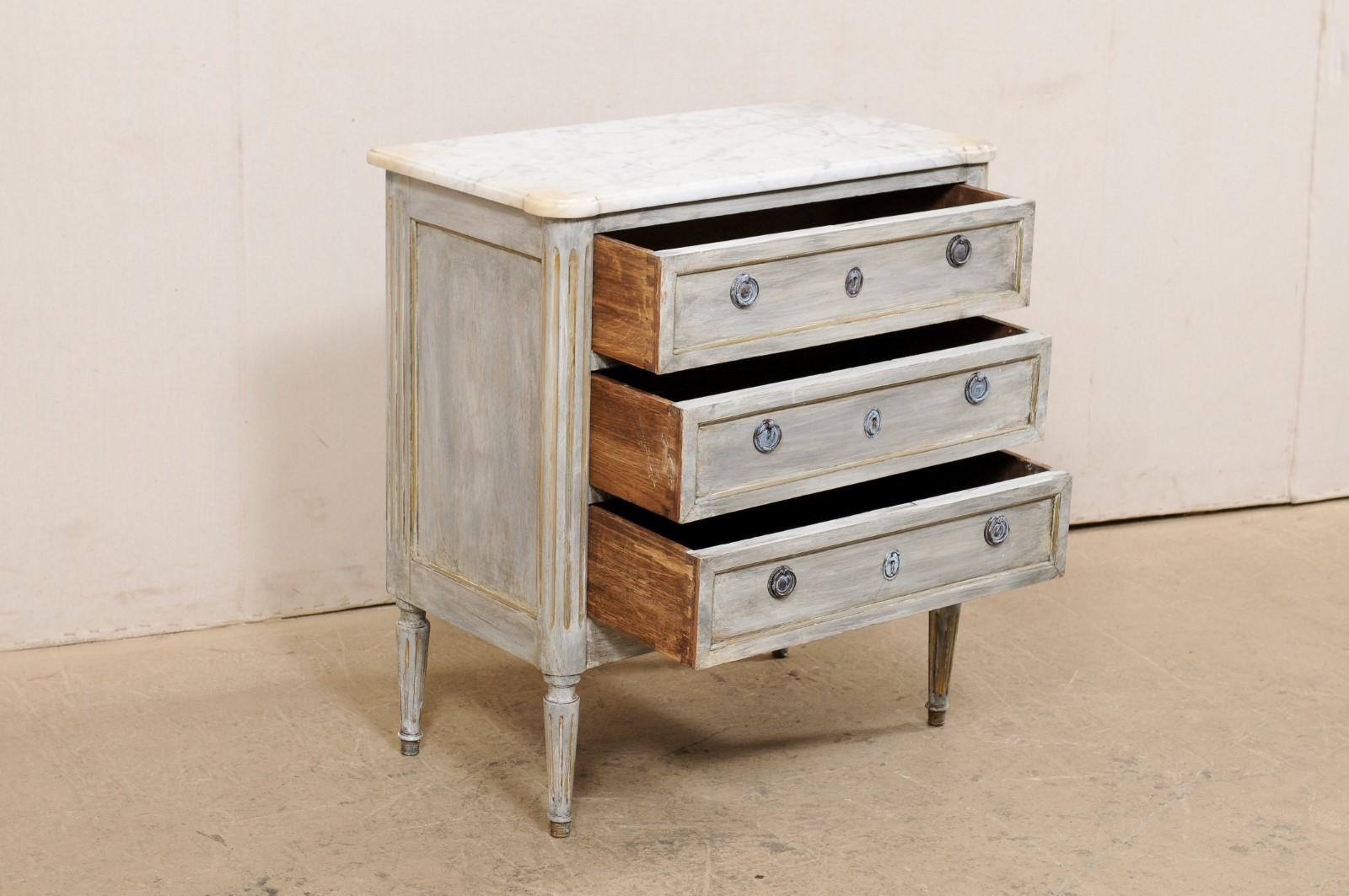 French Carved & Painted Chest with Marble Top, Early 20th C For Sale 3