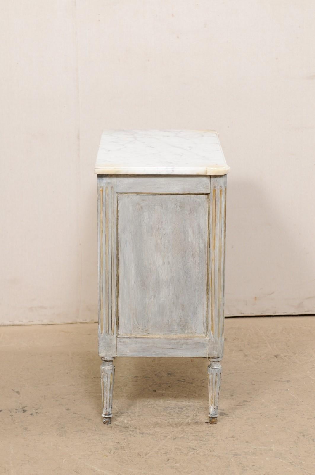 French Carved & Painted Chest with Marble Top, Early 20th C For Sale 4