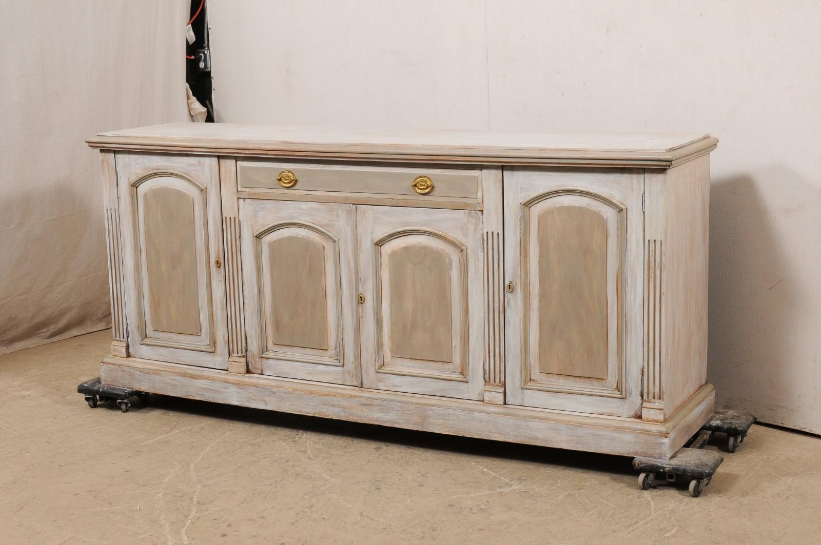 French Carved & Painted Wood Buffet Console, Turn 19th/20th C. 1