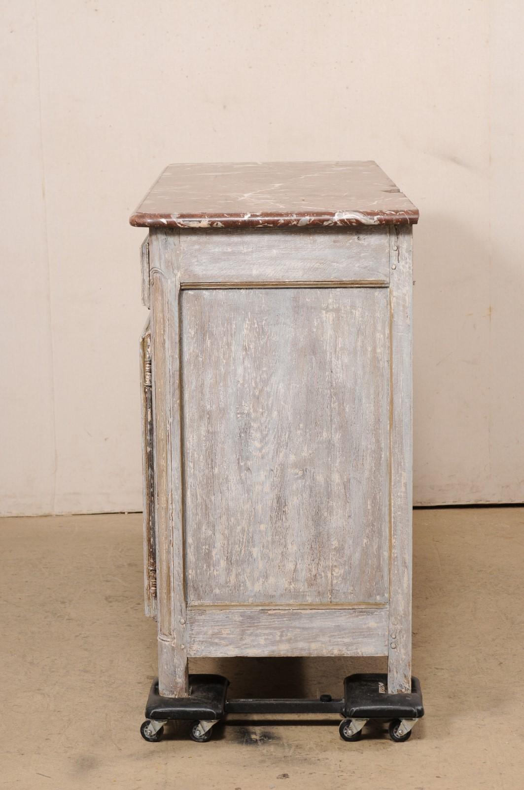 French Carved & Painted Wood Buffet Console w/Original Marble Top, 19th C. For Sale 6