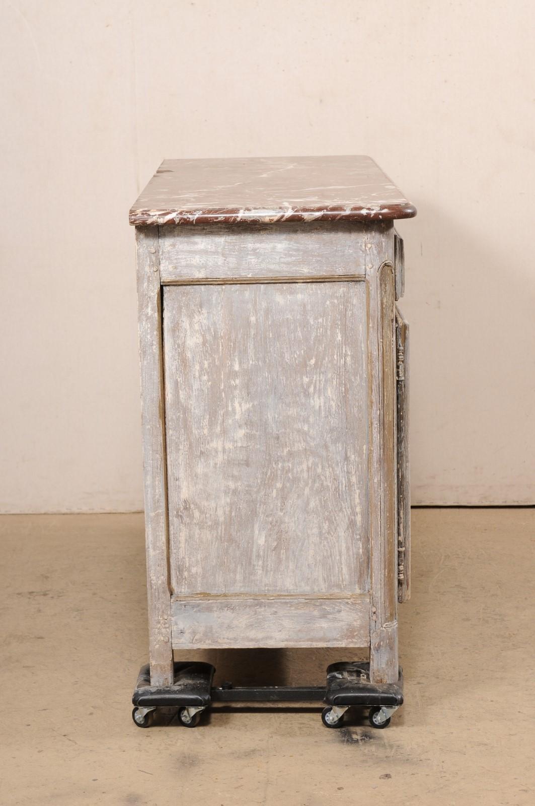 French Carved & Painted Wood Buffet Console w/Original Marble Top, 19th C. For Sale 3