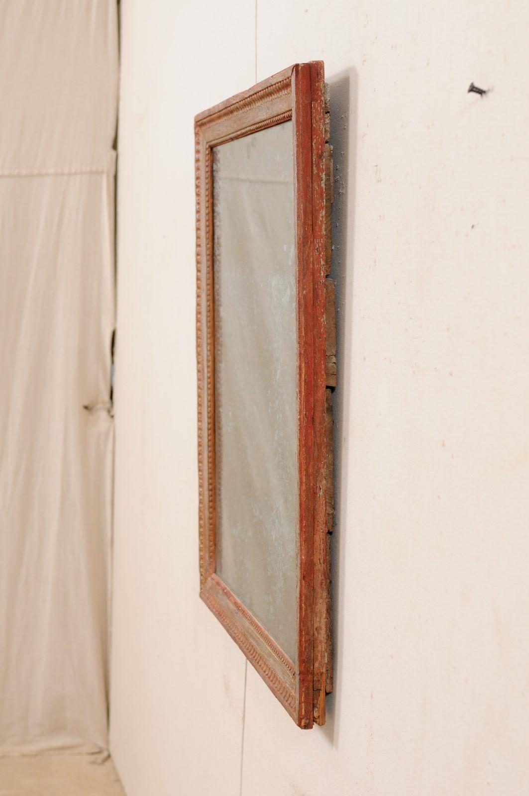 French Carved and Painted Wood Wall Mirror, Early 19th Century For Sale 5