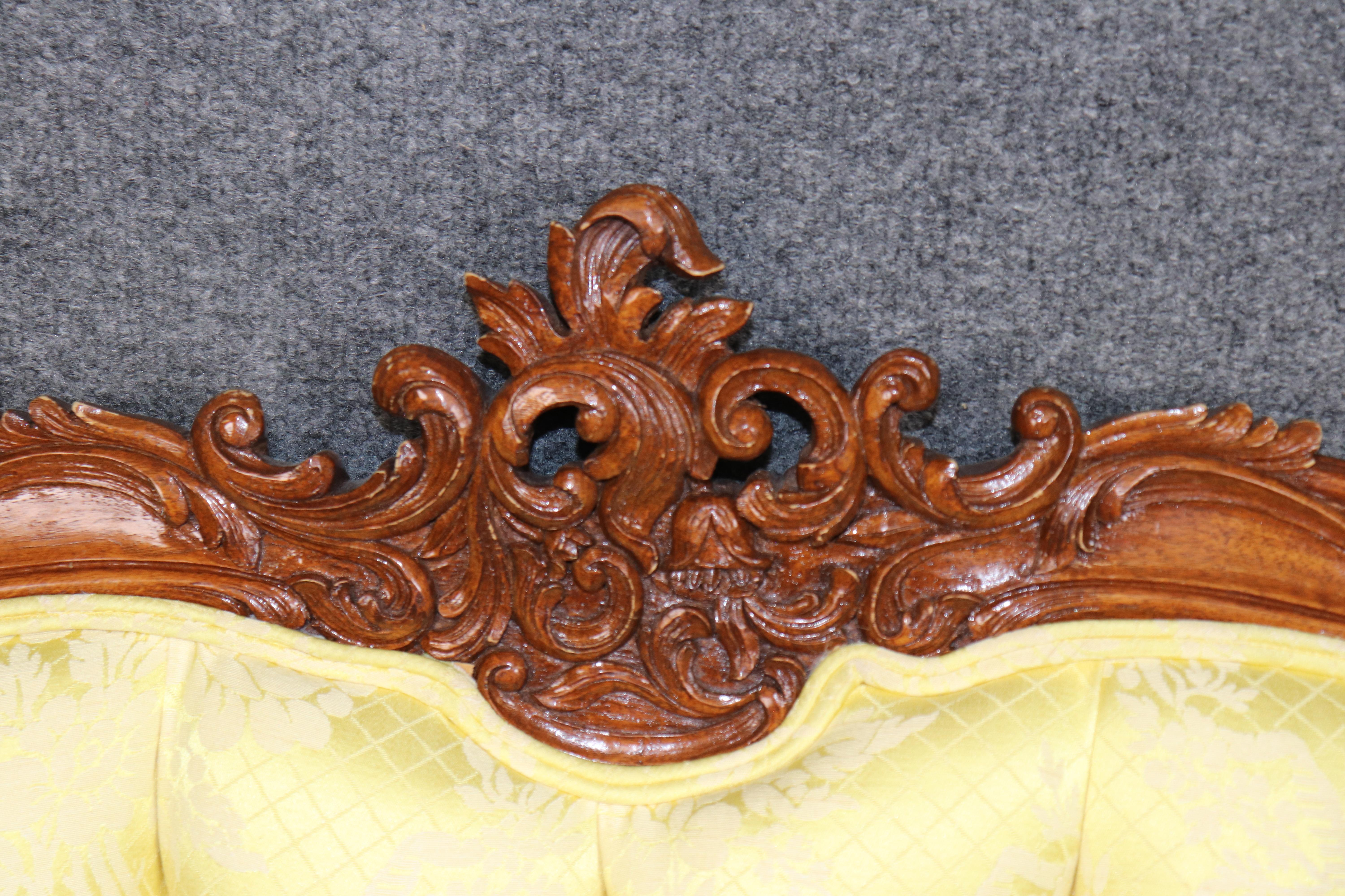 French Carved Queen Sized Tufted Louis XV Style Heaboard In Good Condition For Sale In Swedesboro, NJ