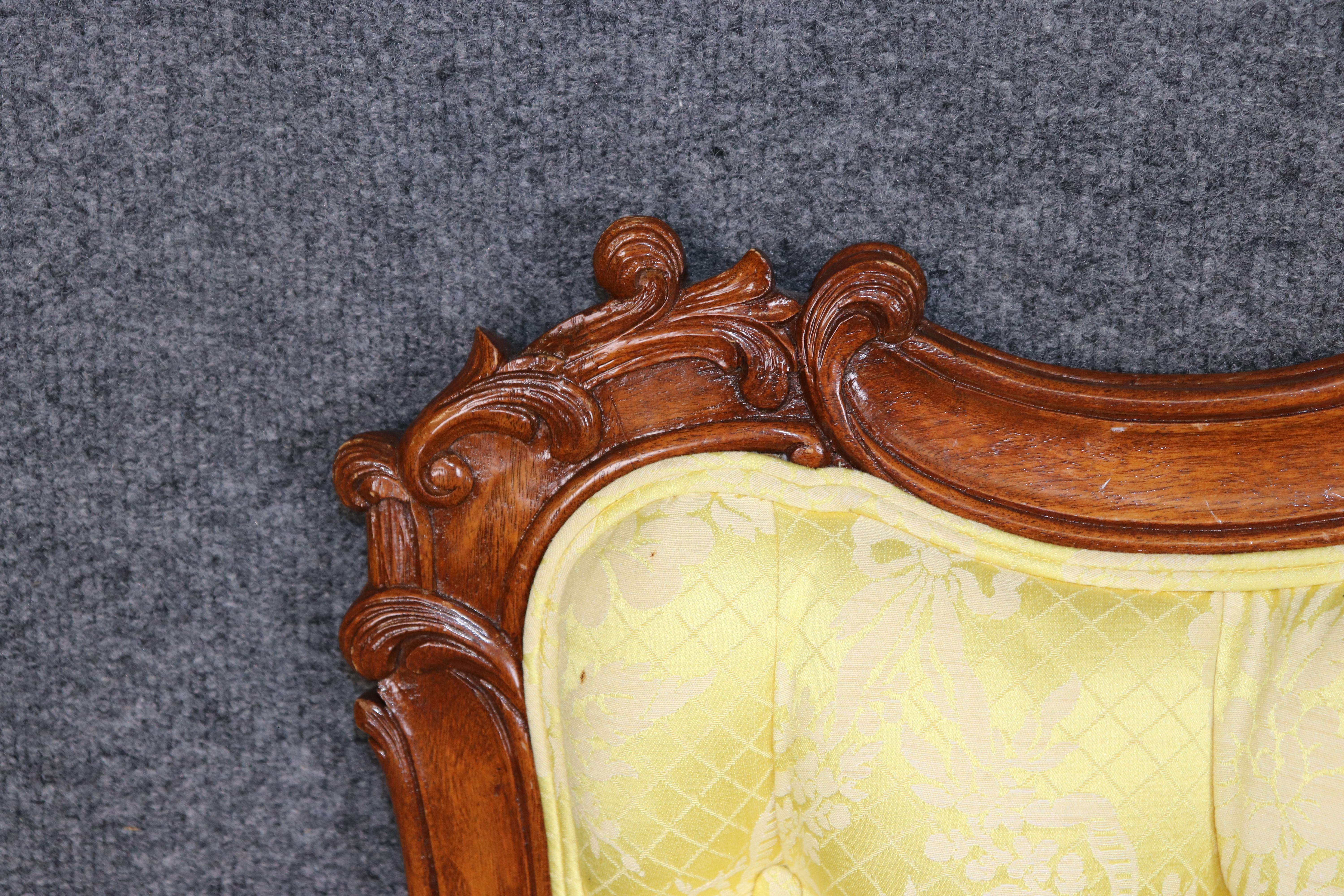 Mid-20th Century French Carved Queen Sized Tufted Louis XV Style Heaboard For Sale