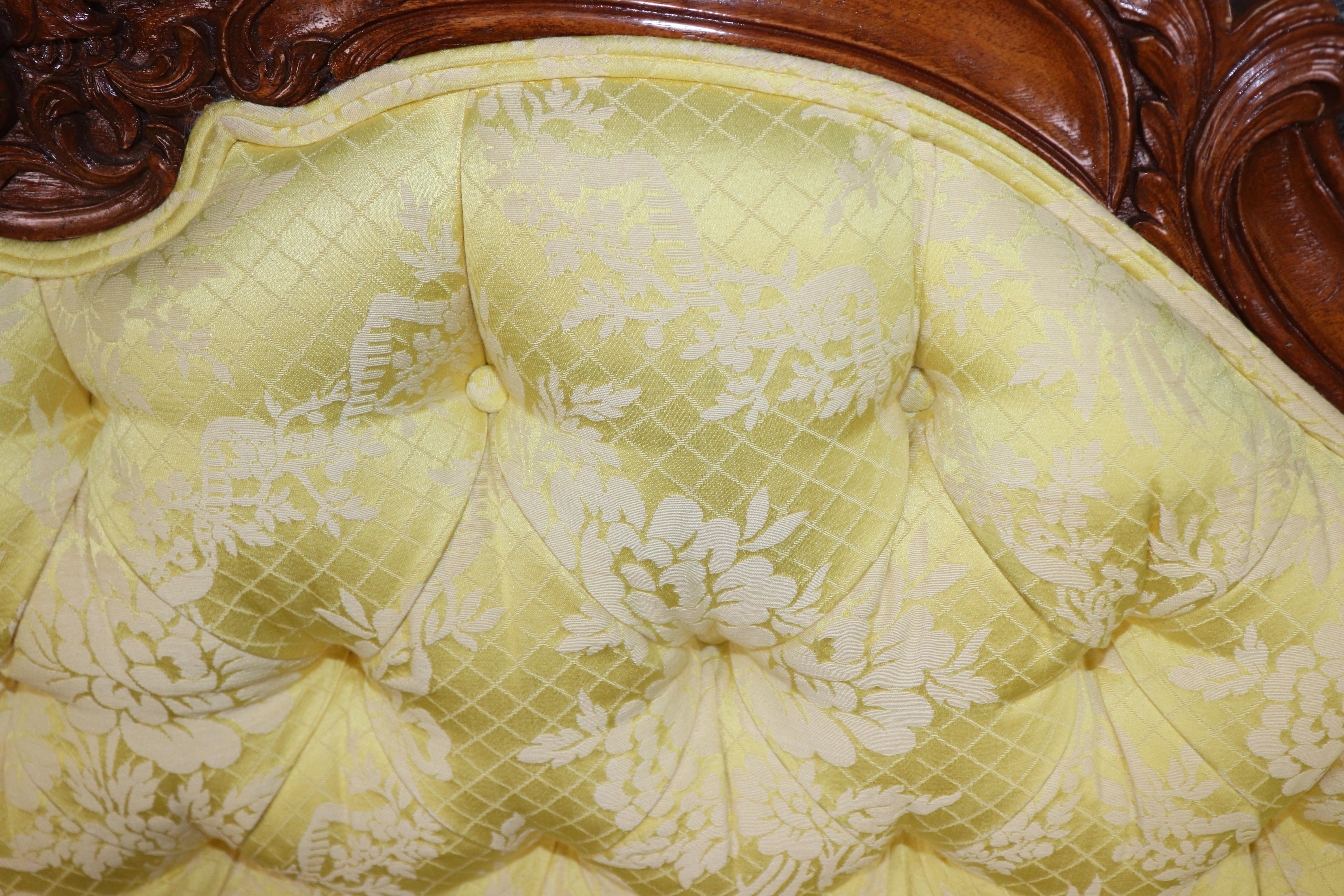 French Carved Queen Sized Tufted Louis XV Style Heaboard For Sale 3