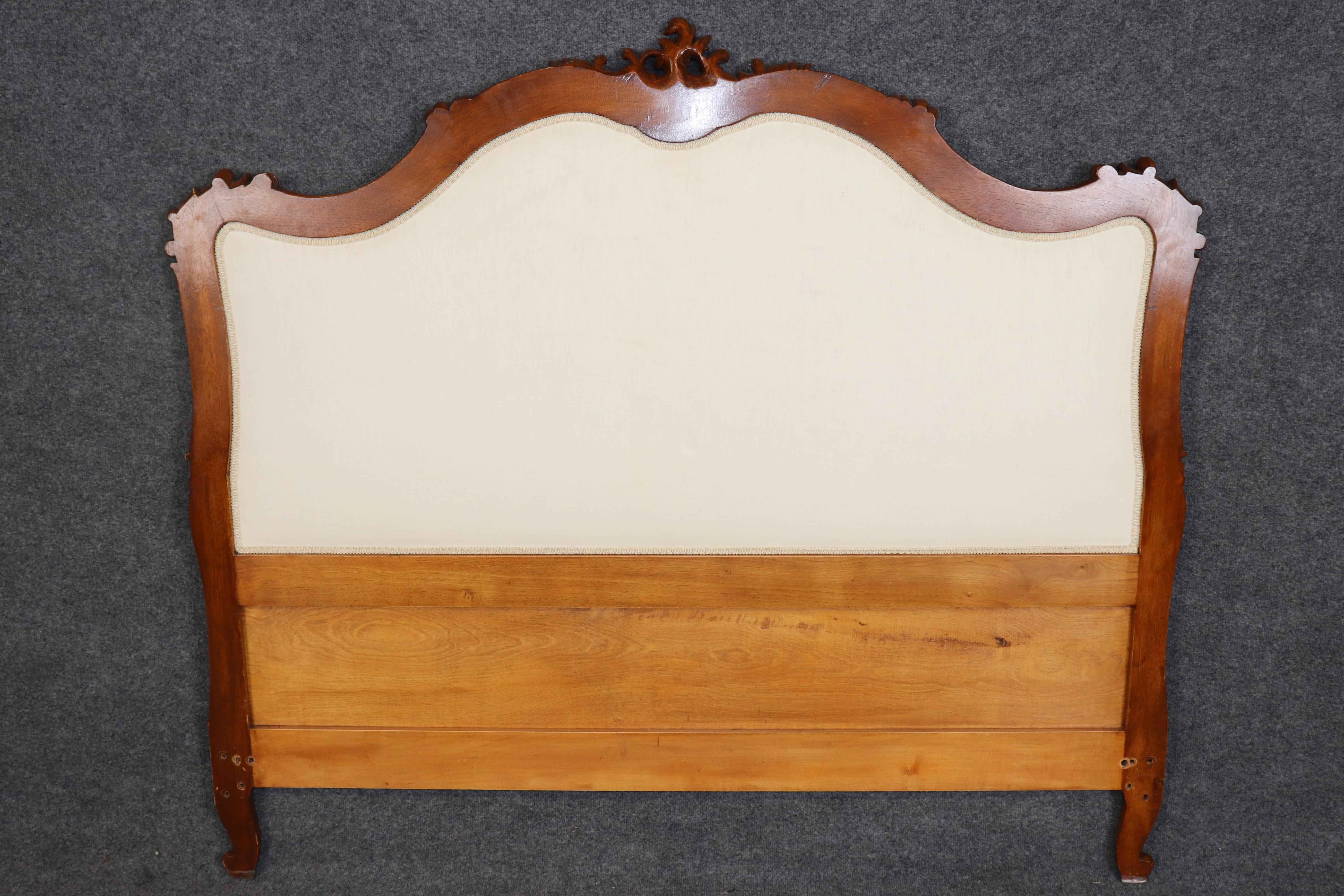French Carved Queen Sized Tufted Louis XV Style Heaboard For Sale 4