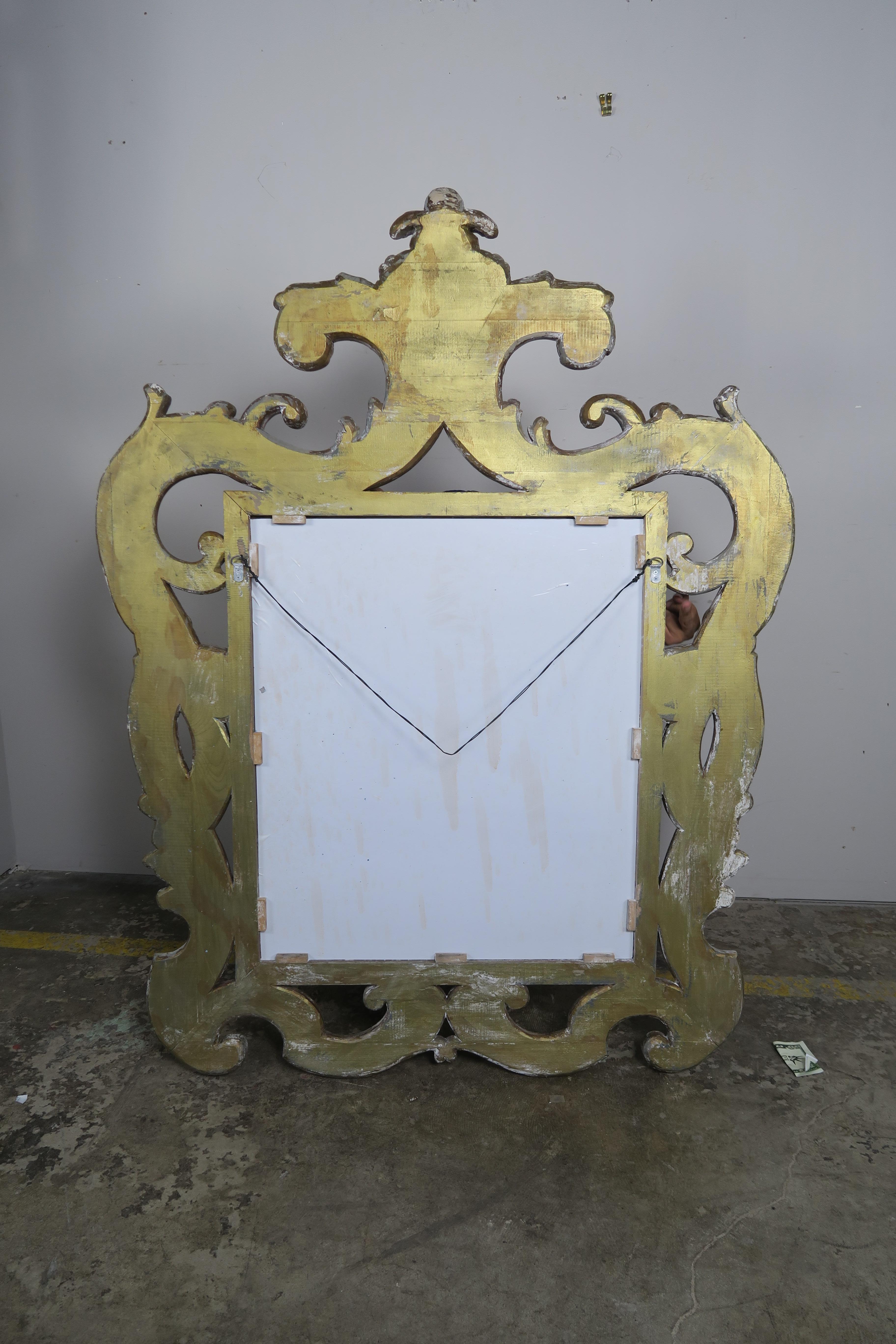French Carved Rococo Style Giltwood Mirror 4