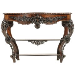 French Carved Rosewood Console French Carved Rosewood Console