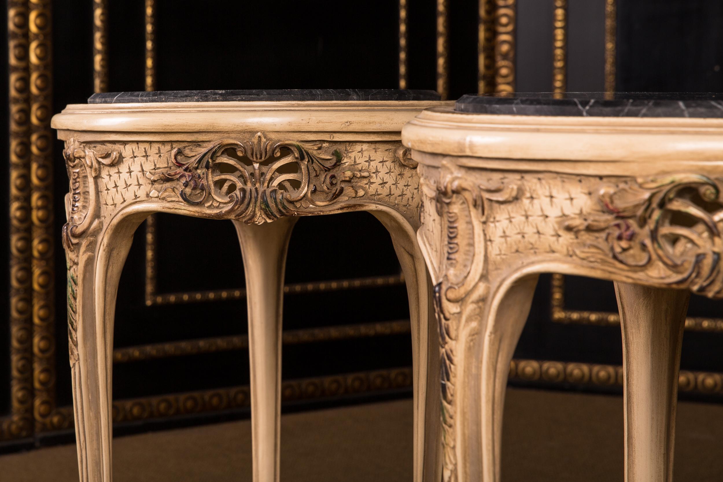 French Carved Side Table Marble Top in the Louis Quinze Style 4