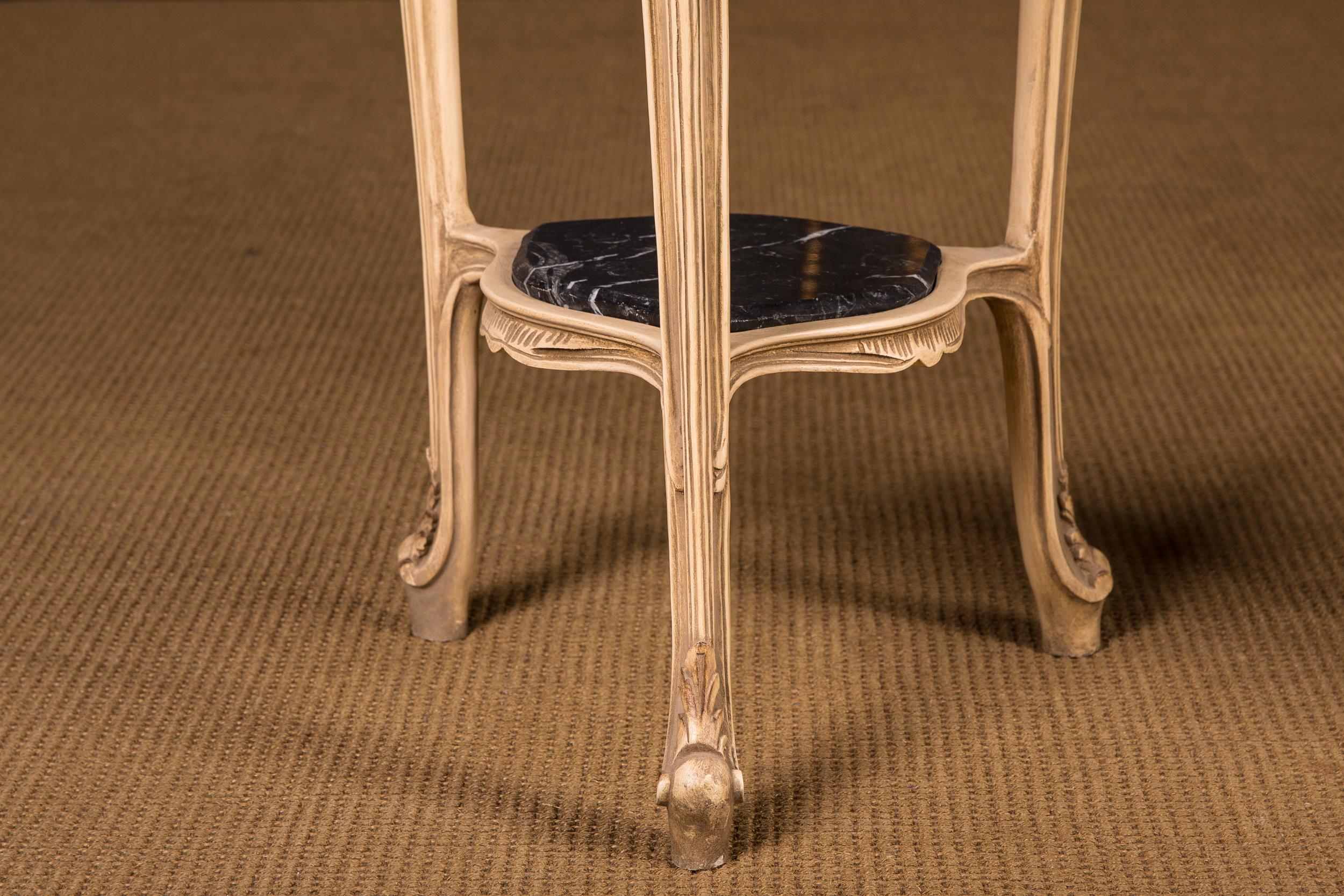 French Carved Side Table Marble Top in the Louis Quinze Style 5