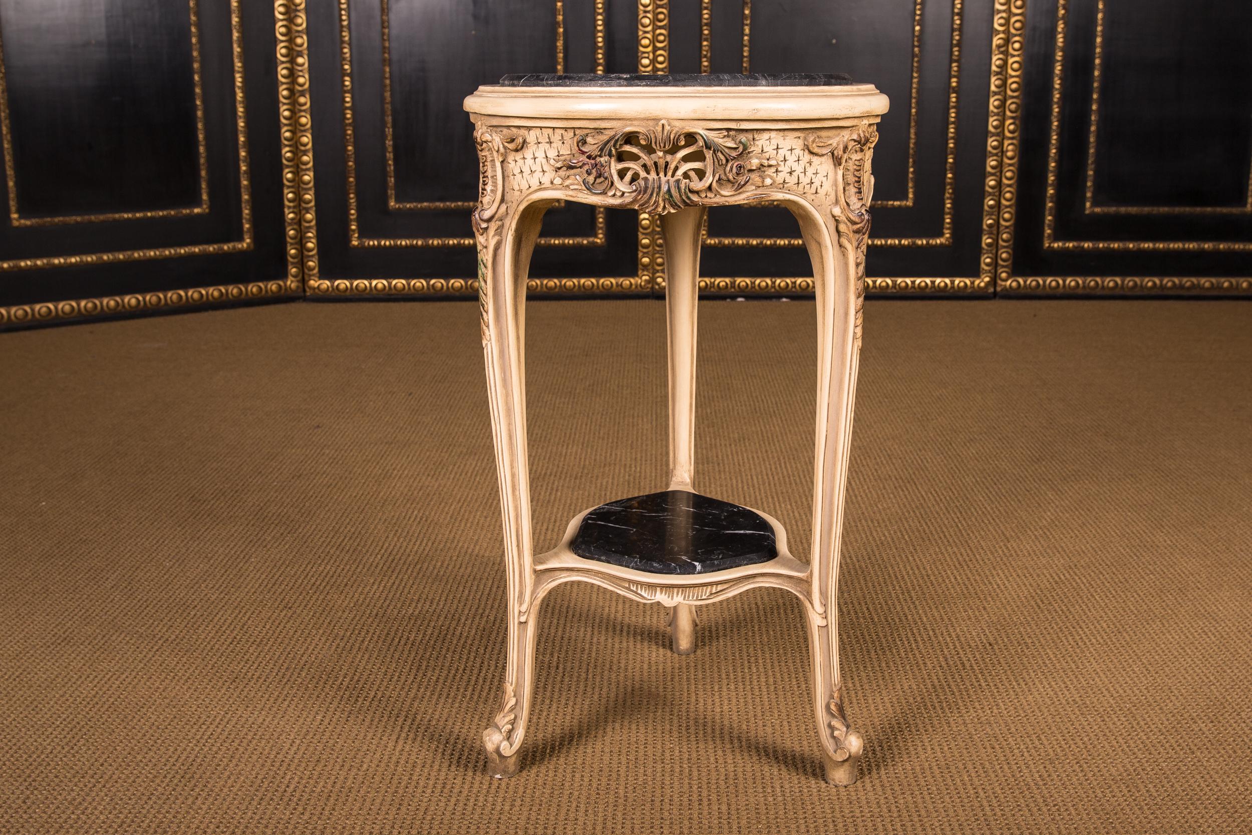 French Carved Side Table Marble Top in the Louis Quinze Style 7