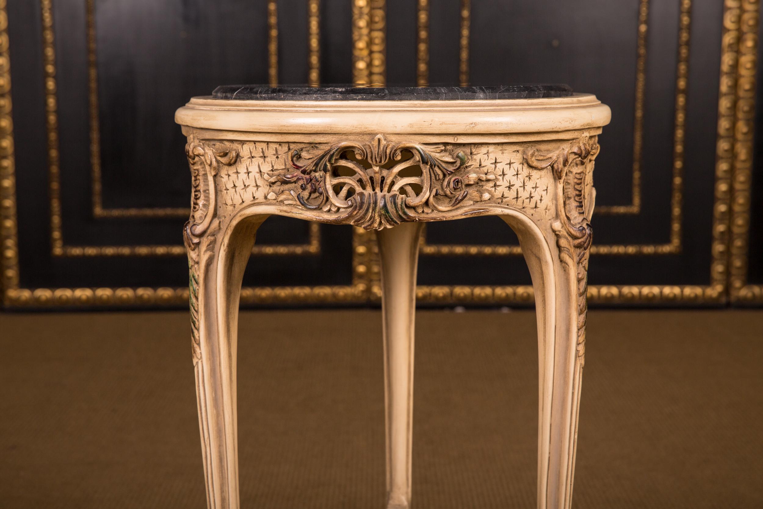 French Carved Side Table Marble Top in the Louis Quinze Style 8