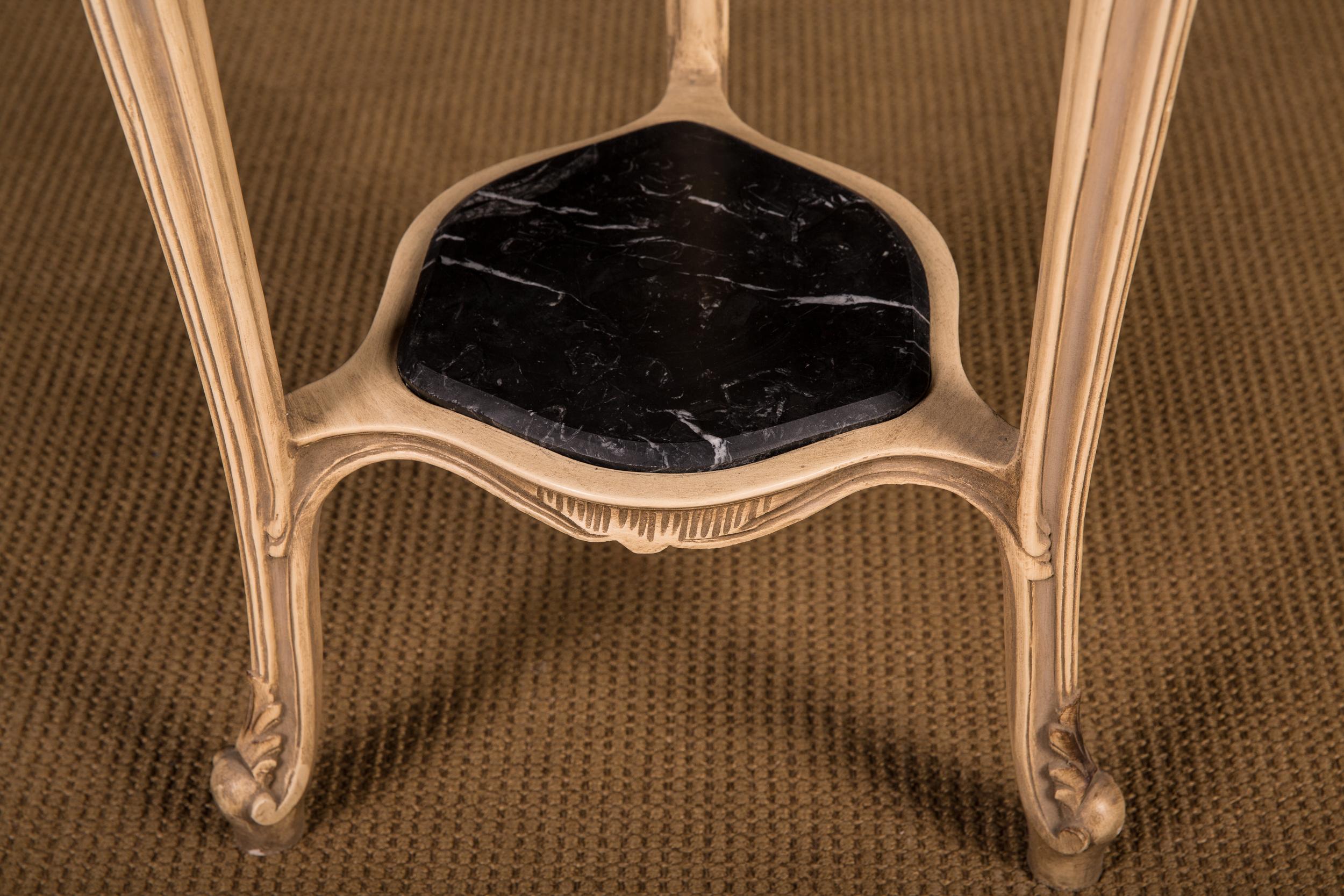 French Carved Side Table Marble Top in the Louis Quinze Style 10
