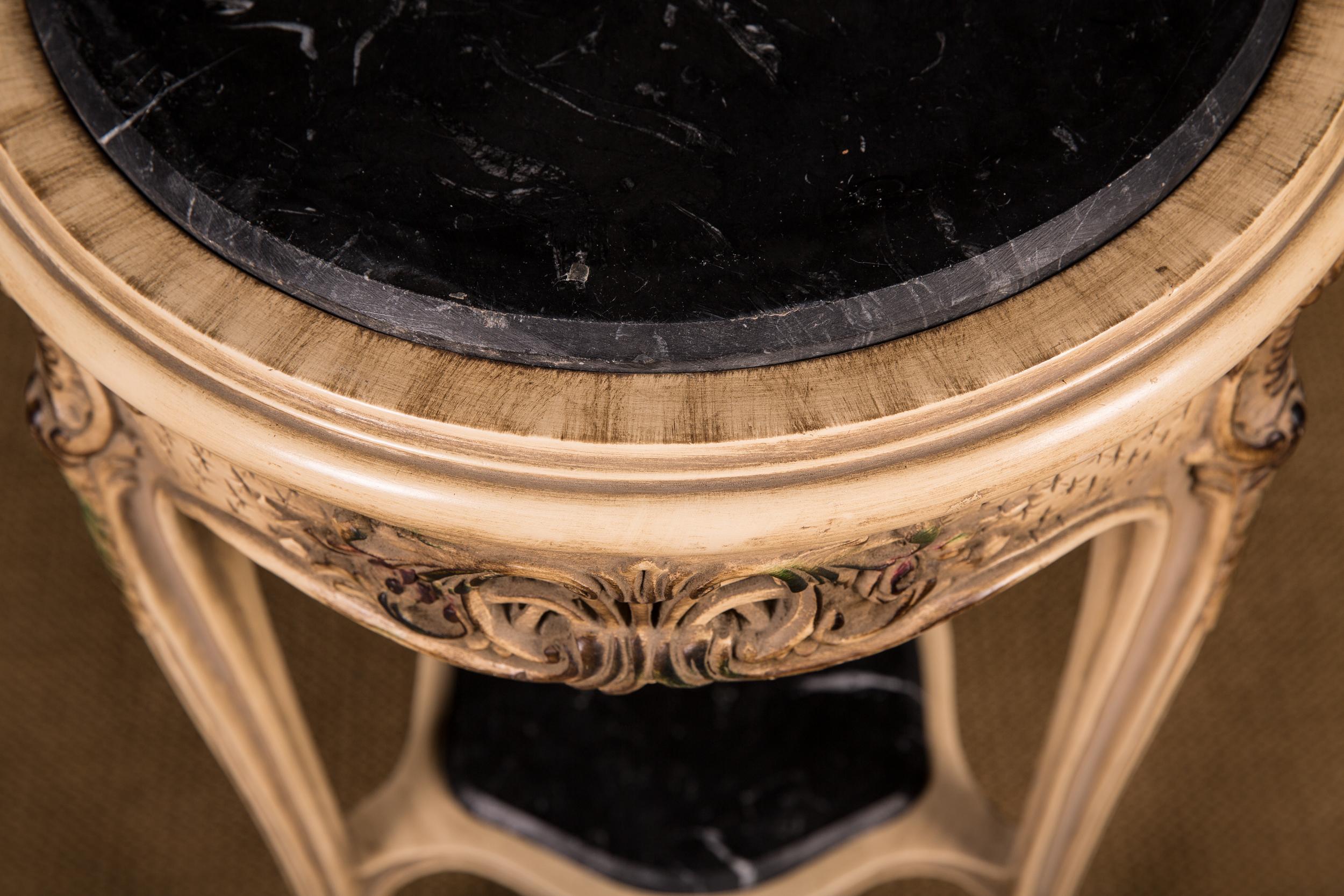 French Carved Side Table Marble Top in the Louis Quinze Style 12