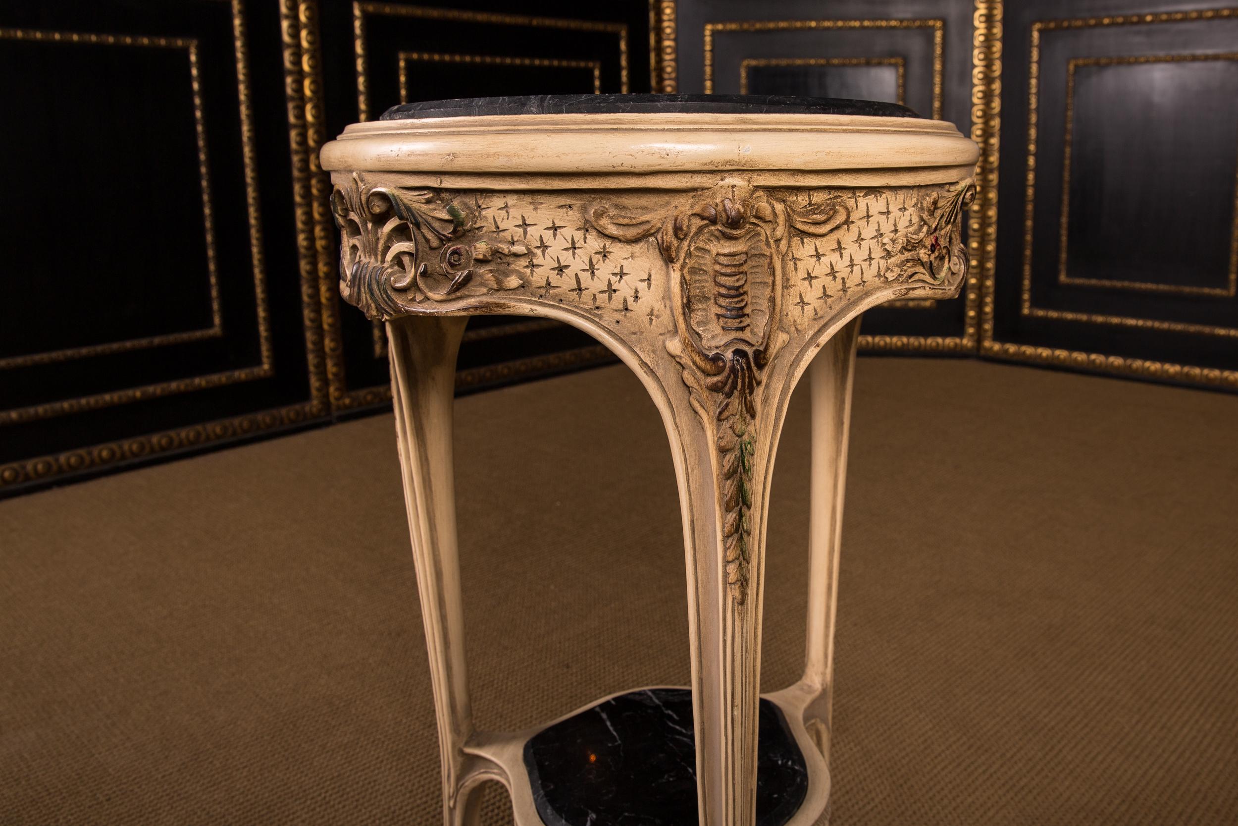 French Carved Side Table Marble Top in the Louis Quinze Style 13