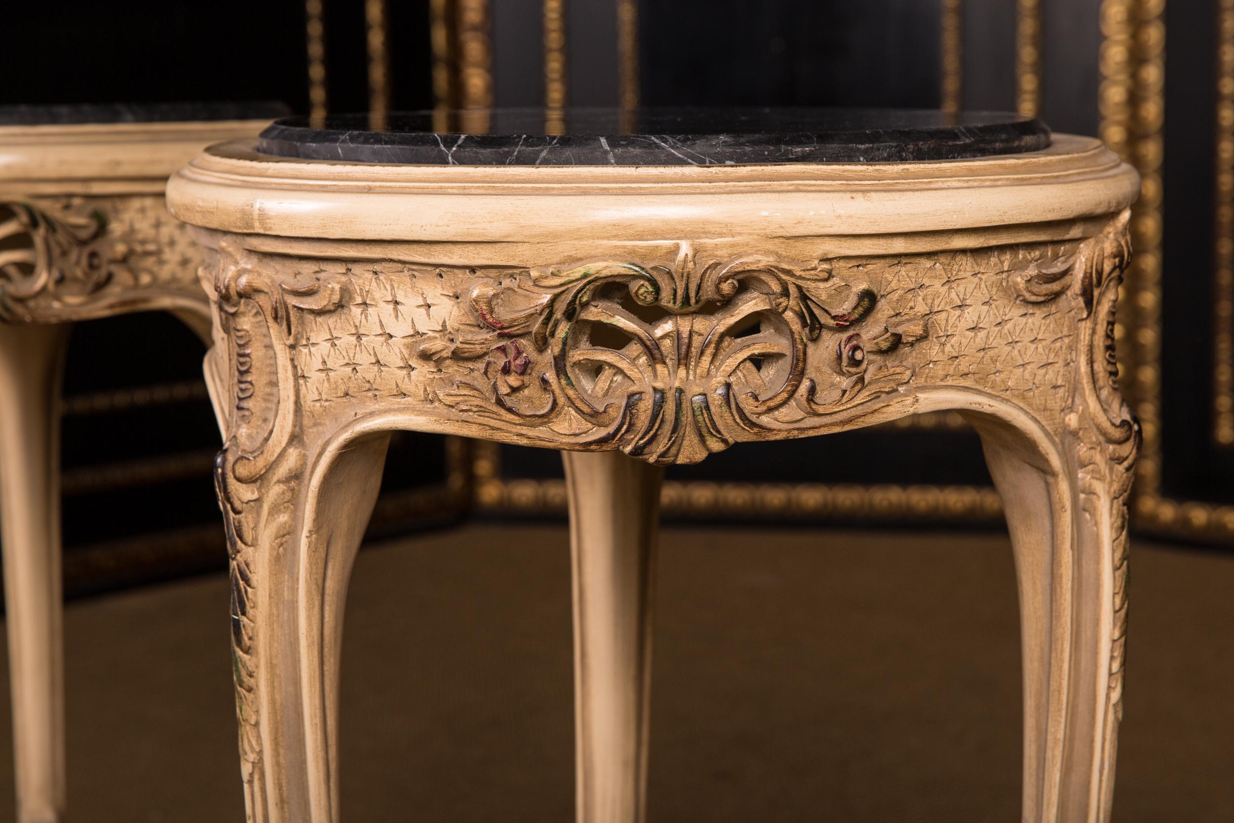 French Carved Side Table Marble Top in the Louis Quinze Style 2