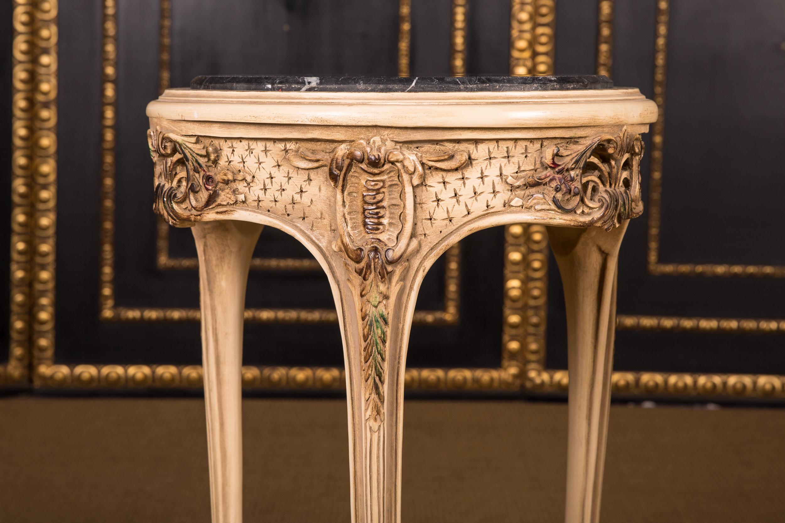 French Carved Side Table Marble Top in the Louis Quinze Style 3