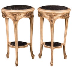 French Carved Side Table Marble Top in the Louis Quinze Style