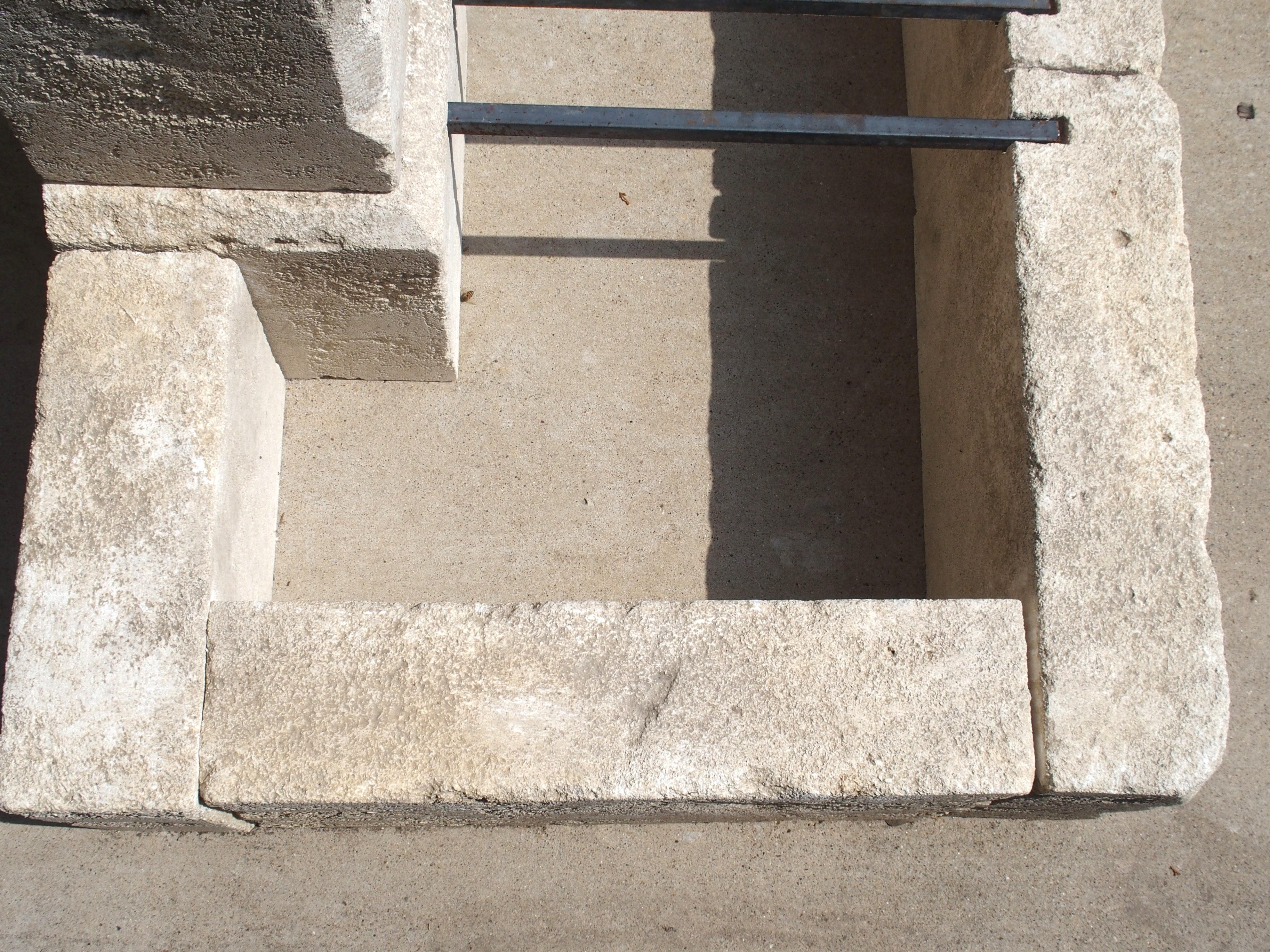 French Carved Single Pillar Limestone Fountain with Side Mounted Basin 3