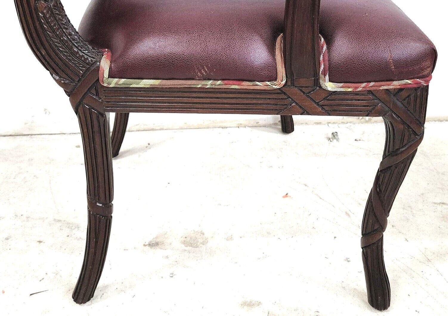 French Carved Solid Mahogany Dining Armchairs For Sale 6