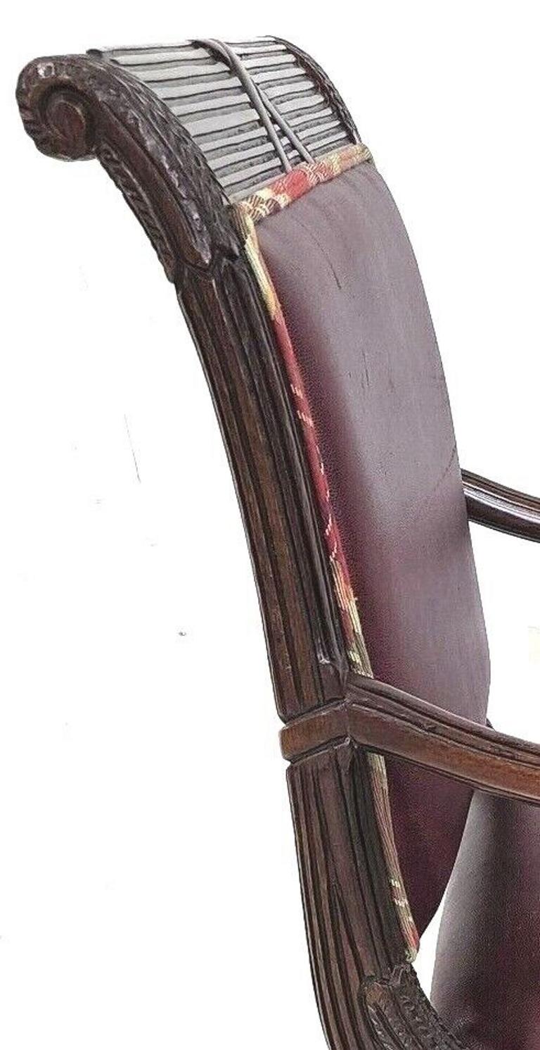 French Carved Solid Mahogany Dining Armchairs For Sale 8