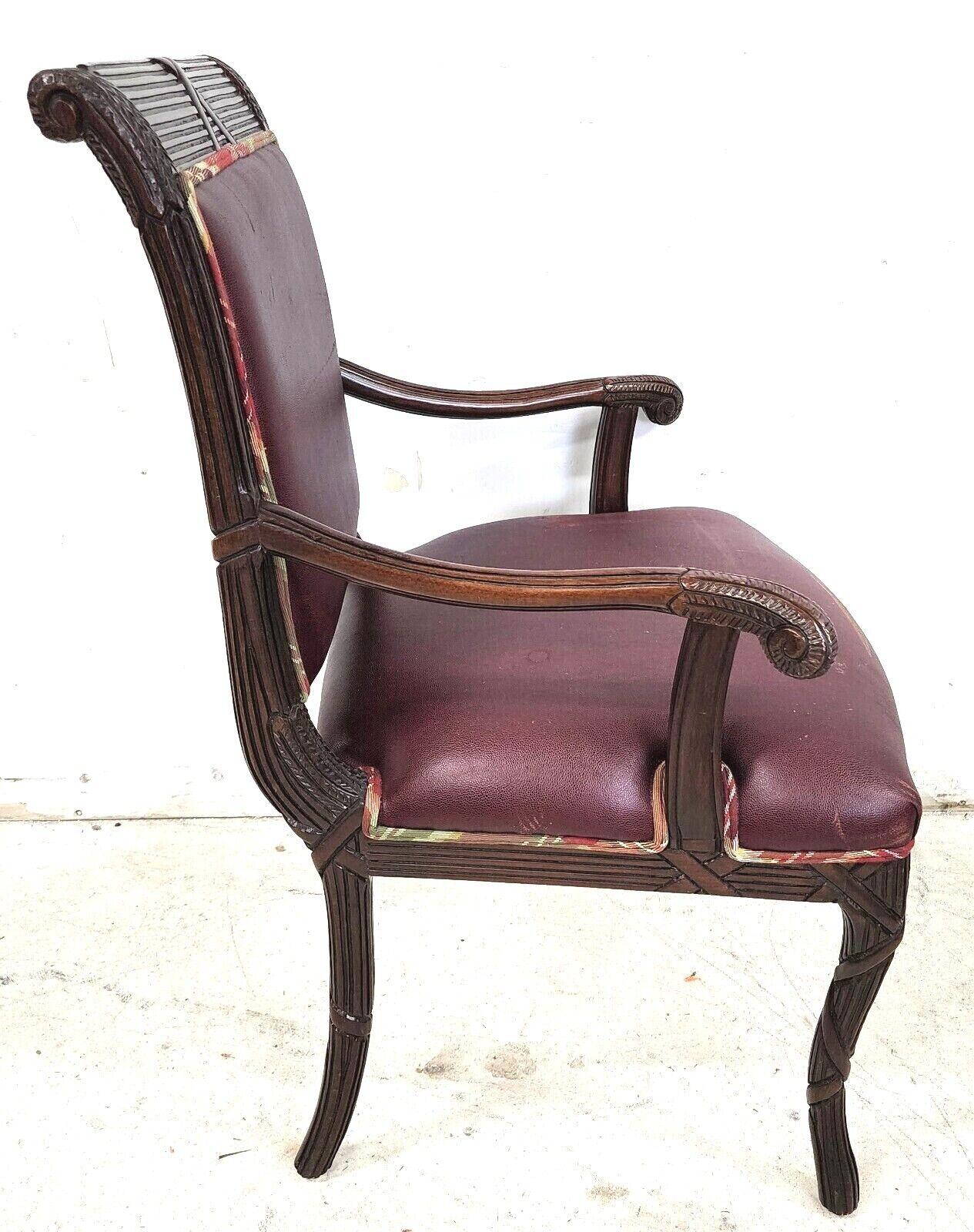 20th Century French Carved Solid Mahogany Dining Armchairs For Sale