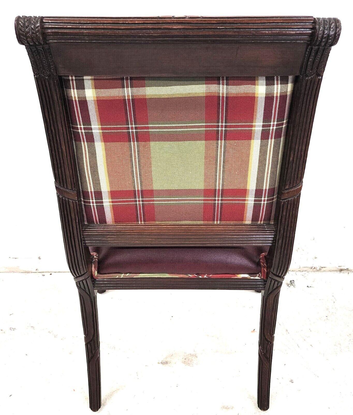 French Carved Solid Mahogany Dining Armchairs For Sale 2