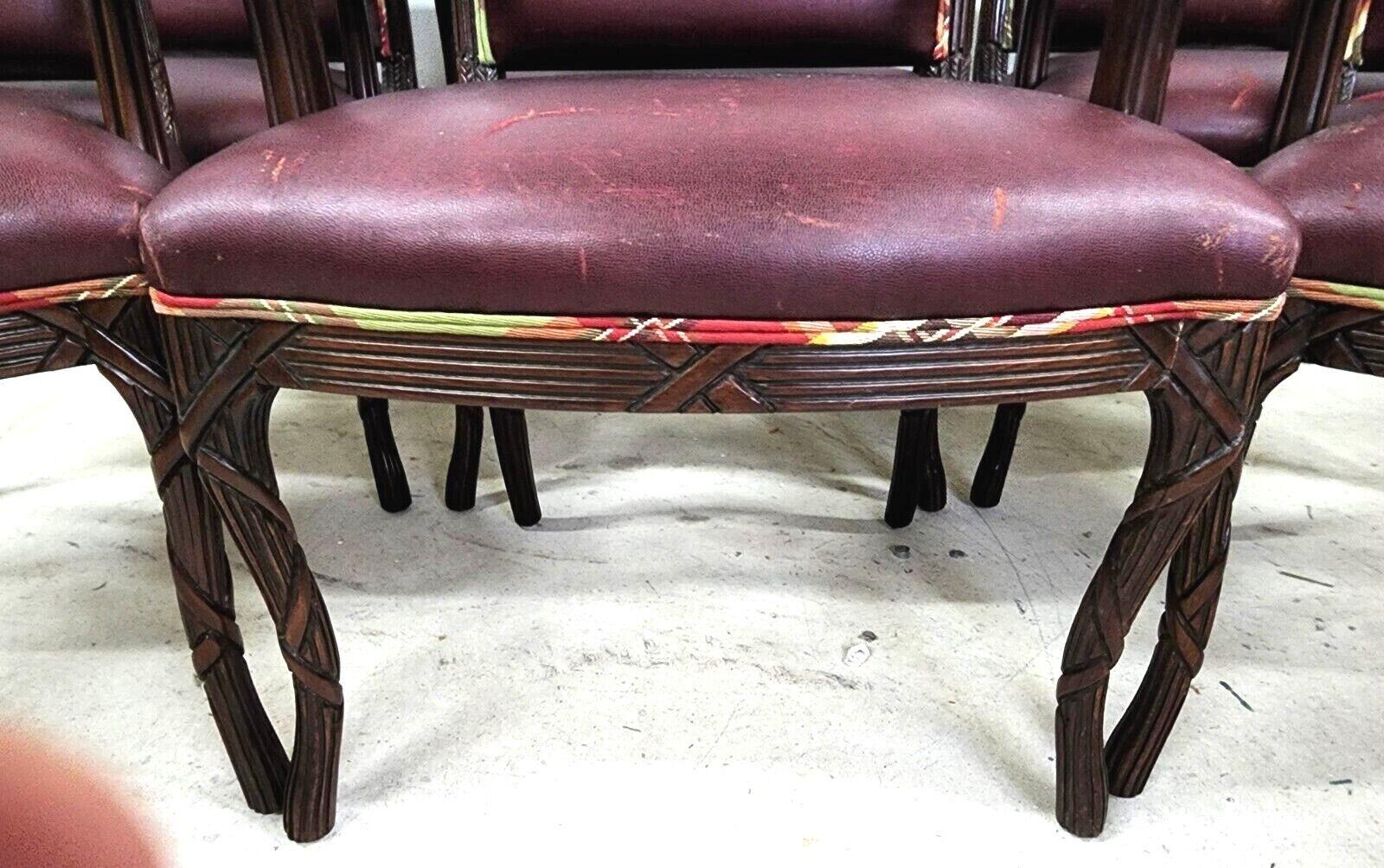 French Carved Solid Mahogany Dining Armchairs For Sale 4