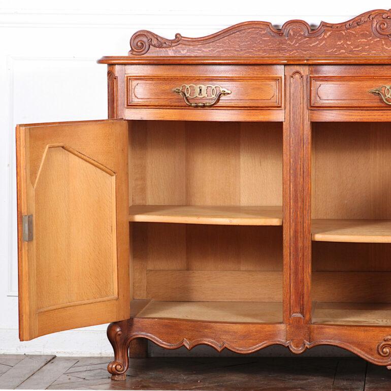 20th Century French Carved Solid Oak Louis XV Buffet
