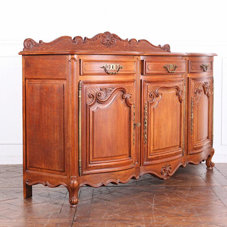 French Carved Solid Oak Louis XV Buffet 1