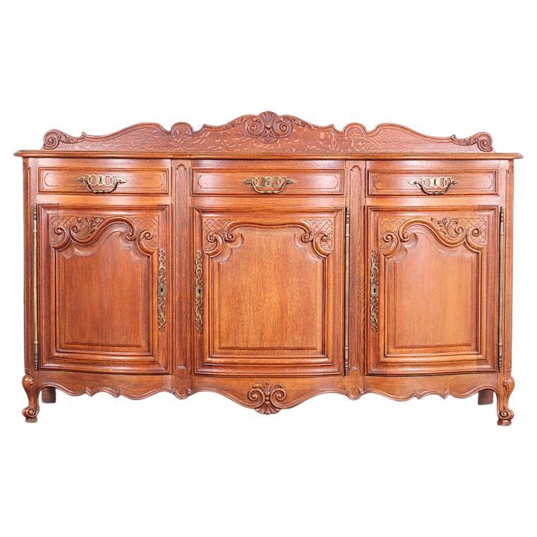 French Carved Solid Oak Louis XV Buffet