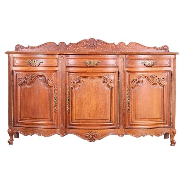 French Carved Solid Oak Louis XV Buffet For Sale at 1stDibs