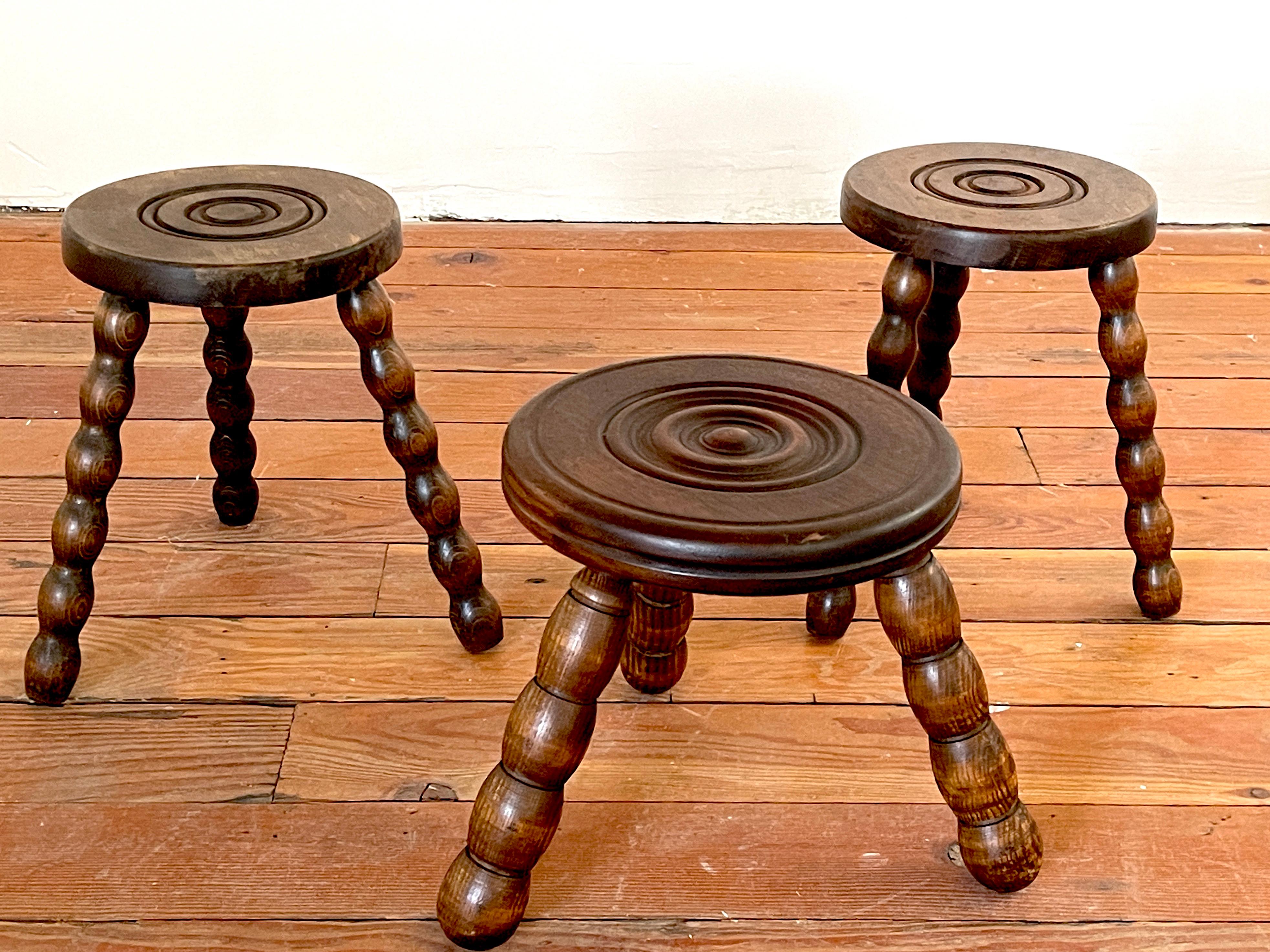 French Carved Stools In Good Condition In Beverly Hills, CA