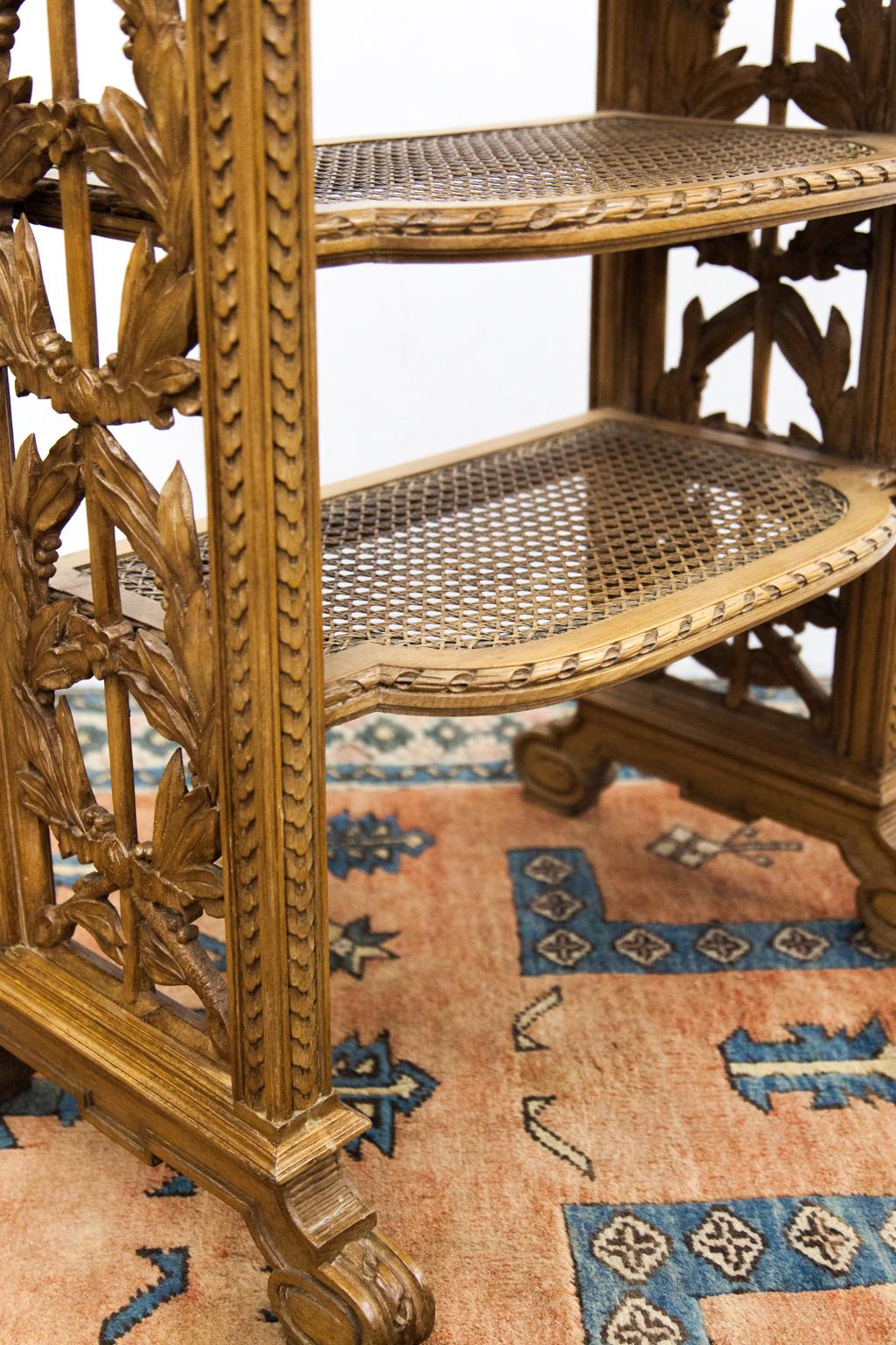 Late 19th Century French Carved Three-Tier Marble Top Shelf