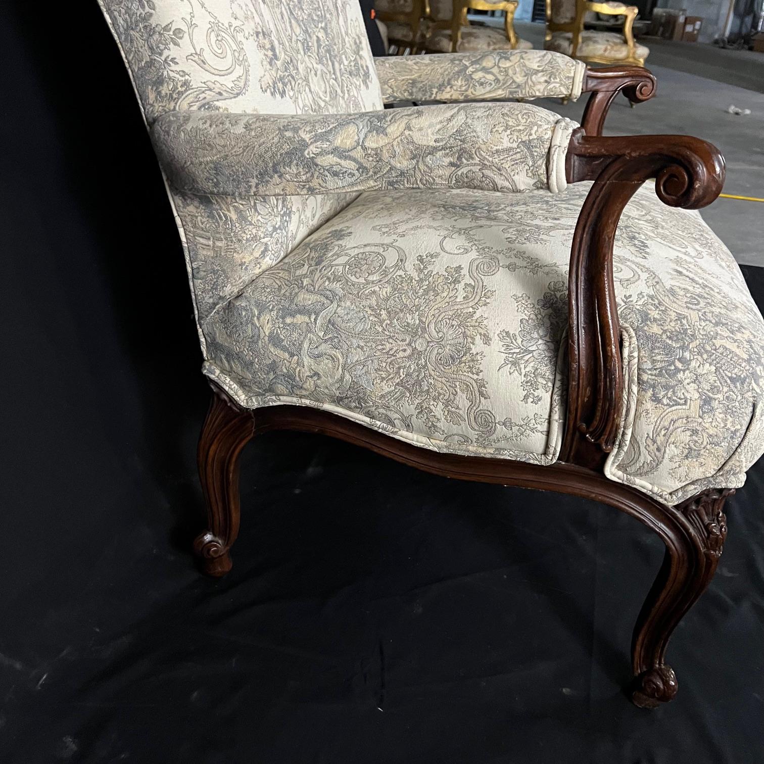 French Carved Walnut 19th Century Louis XV Newly Upholstered Armchair For Sale 6